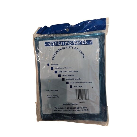 Cottonsville Mens Teal Blue Green Extra Long Heavyweight T-Shirt 5XL 100% Cotton - Picture 6 of 6